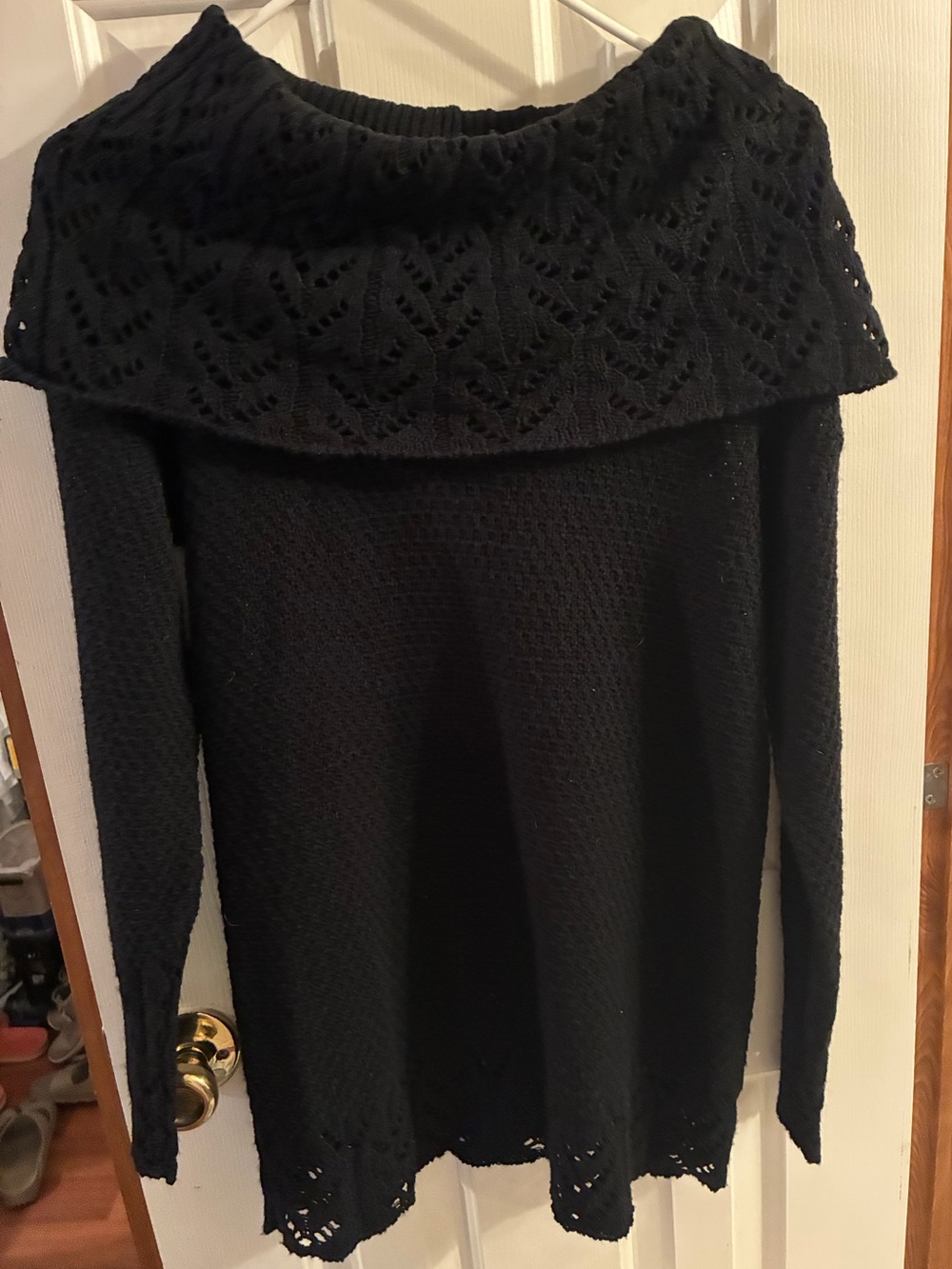 Black Off-Shoulder Knit Sweater